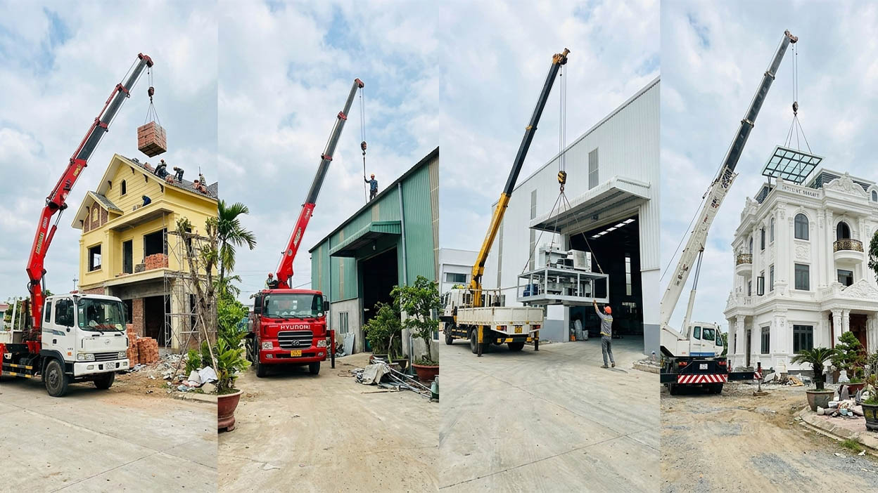 Cẩu chuyển đồ lên cao qua mái nhà, tầng thượng, ban công, cửa sổ