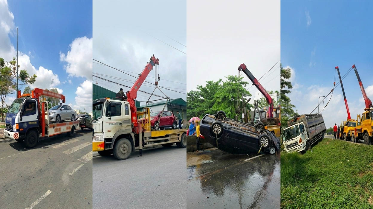 Cẩu vận tải Long Giang cho thuê xe cẩu cứu hộ nhiều trường hợp