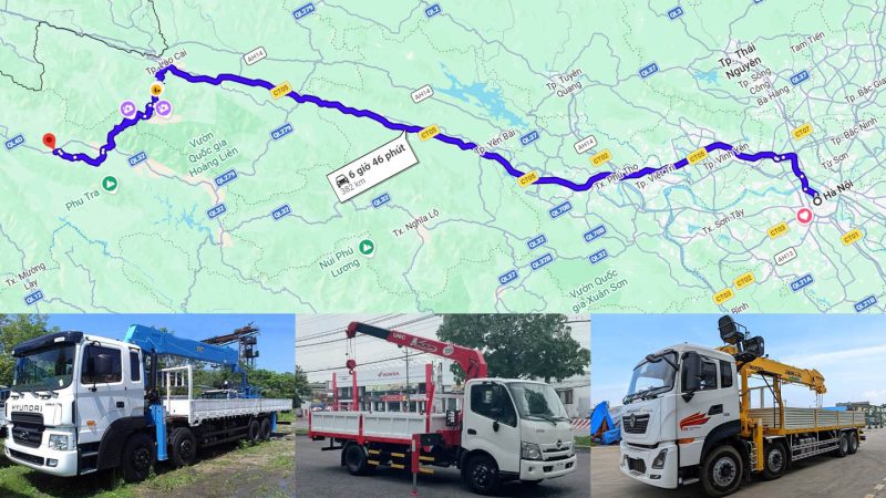 Thuê xe cẩu thùng Hà Nội đi Lai Châu để vận chuyển hàng nặng