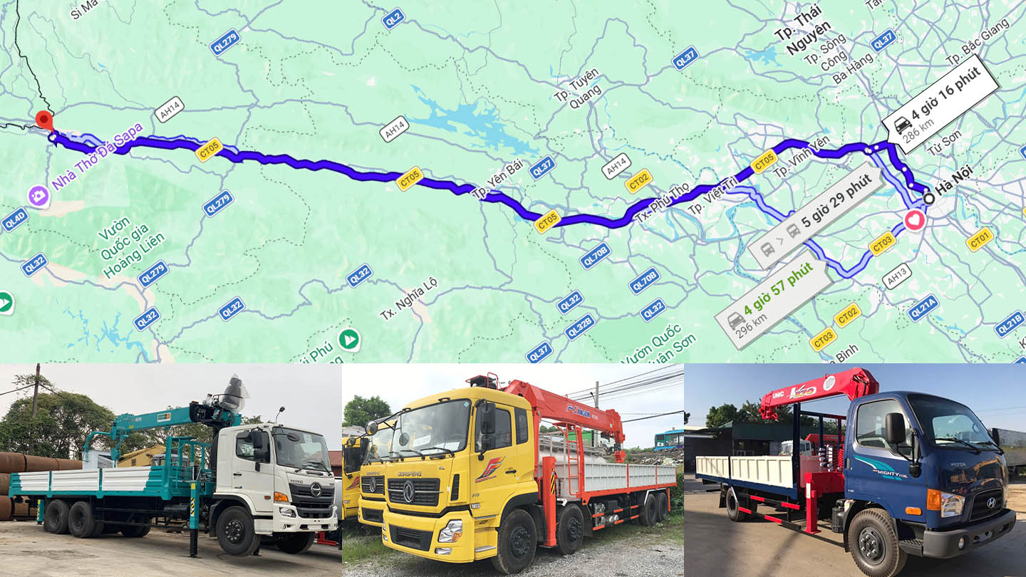Vận chuyển hàng nặng Hà Nội đi Lào Cai bằng xe cẩu tự hành