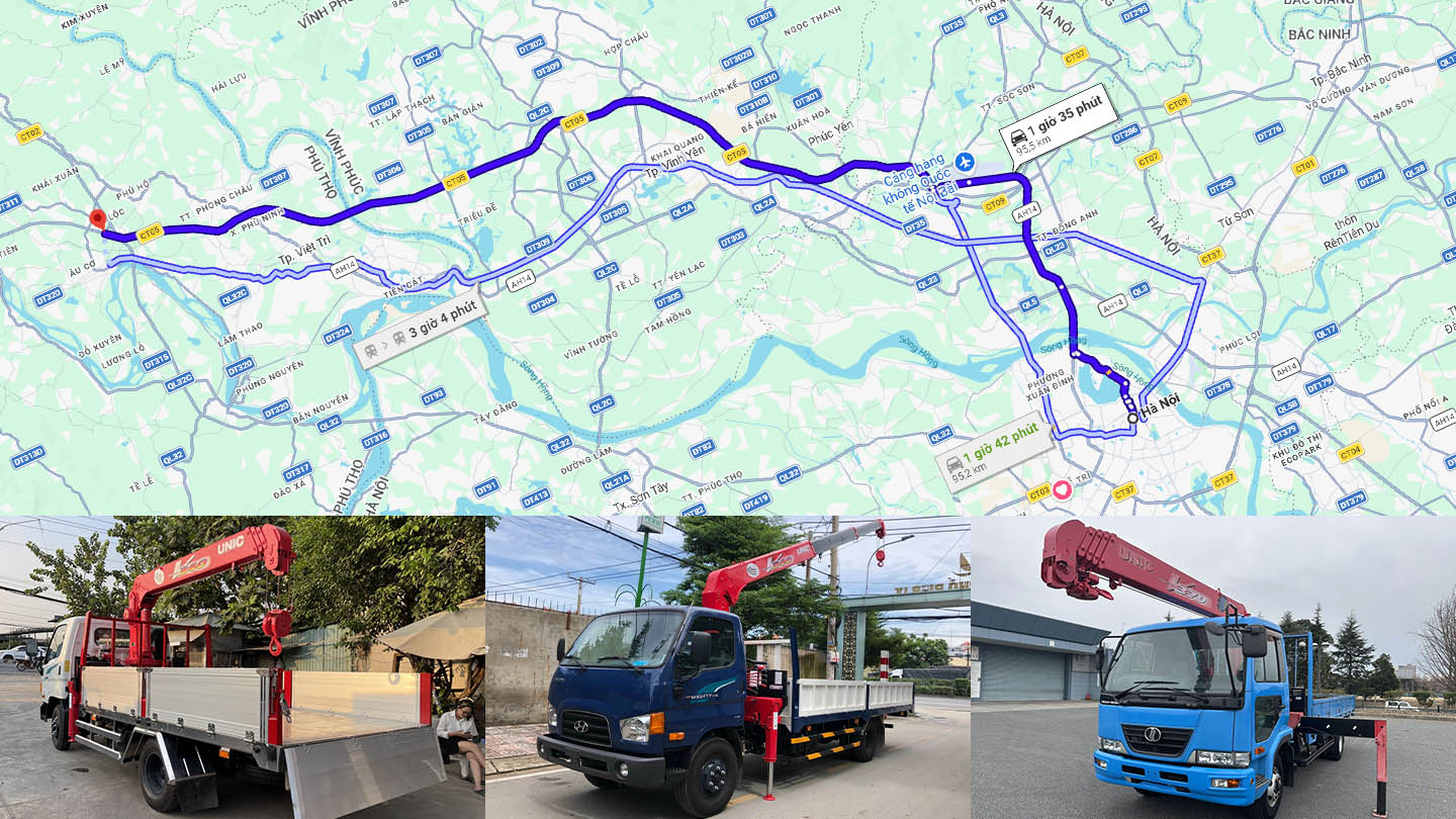 Thuê xe cẩu Hà Nội - Phú Thọ