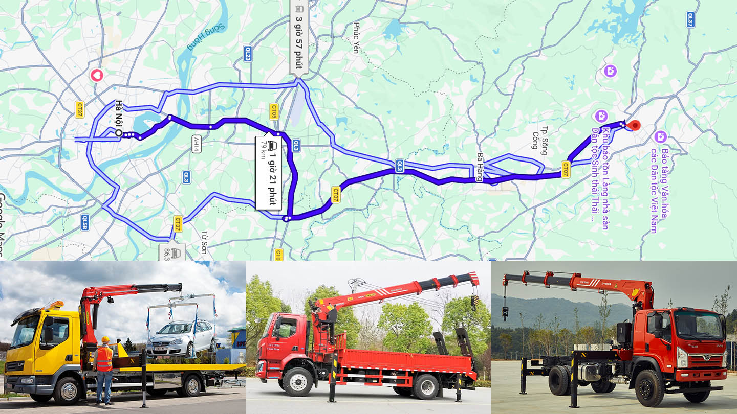 Chọn xe cẩu tự hành vận chuyển tuyến Hà Nội - Thái Nguyên