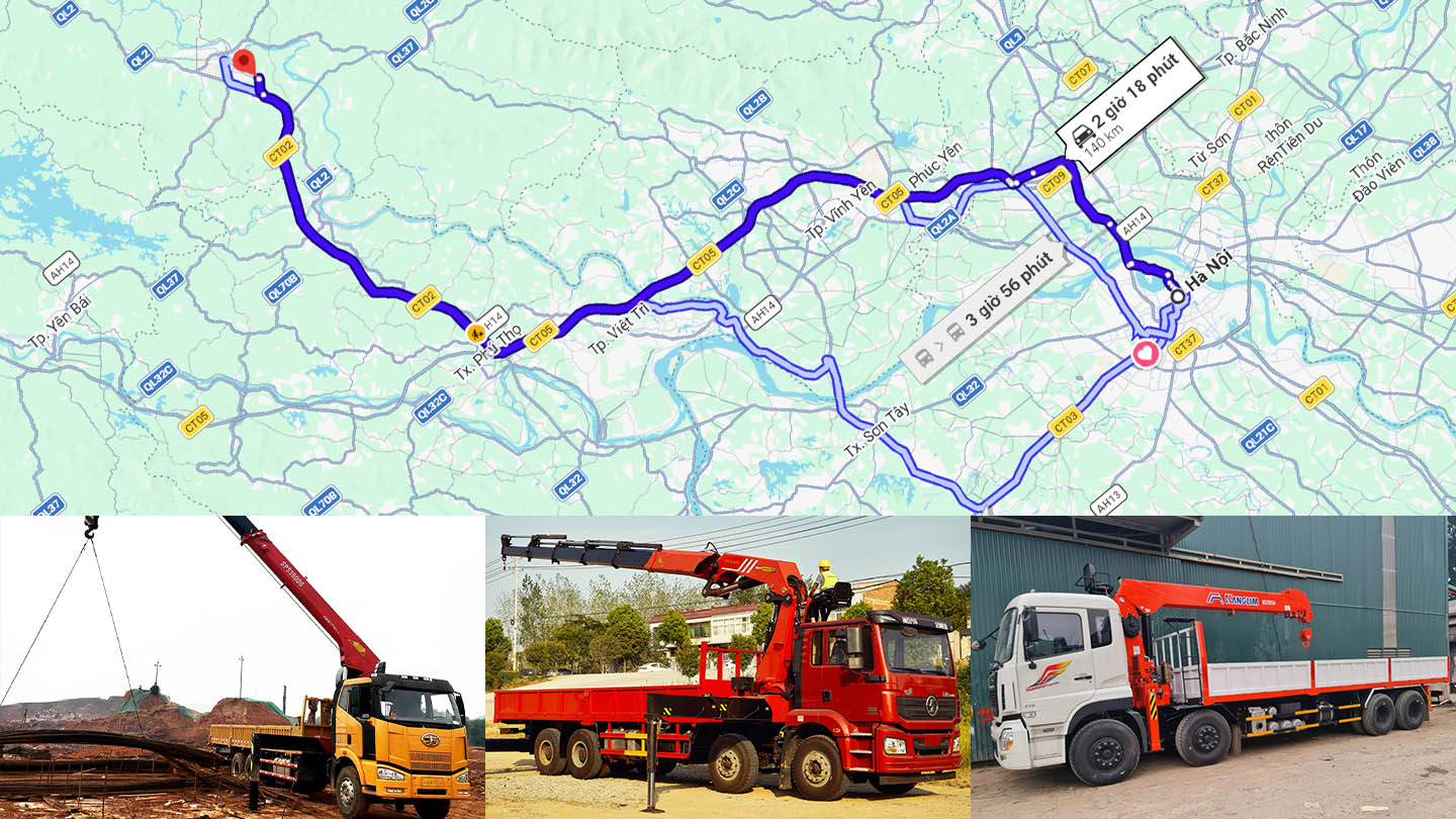 Cẩu nâng hạ & vận chuyển hàng nặng Hà Nội đi Tuyên Quang