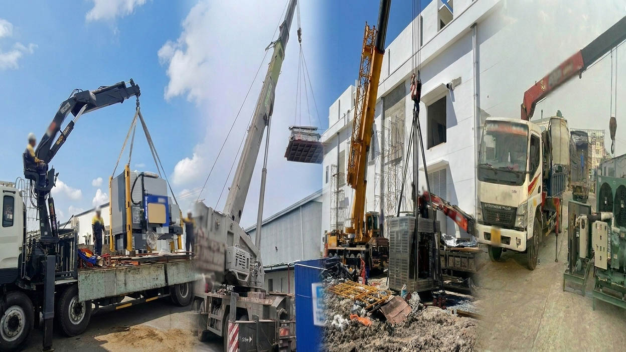 Cho thuê xe cẩu vận chuyển và nâng hạ máy móc công nghiệp
