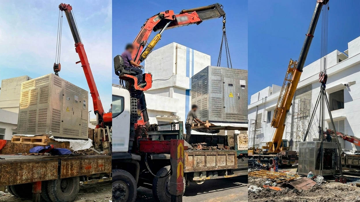 Cho thuê xe cẩu vận chuyển và nâng hạ tủ điện các loại